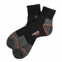 Darbinės kojinės, trumpos, dydis 43–46 - Working socks, short, reinforced toes and heel resistant to abrasion, breathable and moisture wicking, product complies with the OEKO-TEX standard 100 certificate, size 43–46Darbinės kojinės, trumpos, dydis 43–46 -