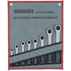Kombinuotas terkšlinis raktų rinkinys vienos krypties 8 dalių Teng Tools 6508RSMM