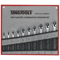 Kombinuotų terkšlinių raktų su krypties pejungimo funkcija rinkinys 10 dalių Teng Tools 6510RMM