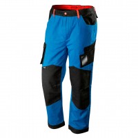 NEO working trousers of HD+ series are made of high quality cotton fabric. Profiled knees with pockets for protective knee pads and spacious, sturdy pockets greatly improve comfort of work. Elastic components in the waistband allow for better fit to size.
