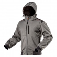 - - Working softshell švarkas/striukė, detachable hood, size XXL, water resistance 8000 mm, brathability 3000 g/m2/24h, windproof, fleece inside, phone pocket, elastic welt in waist and sleeves, CE certificateDarbinis švarkas XXL Neo - Darbinis softshell 