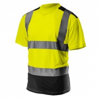 NEO high visibility working T-shirt (ref. no. 81-730-L) is a practical solution that improves user safety by signalling presence in all lighting conditions, daylight or in darkness with artificial light, when illuminated by e.g. vehicle lamps. Use of airy