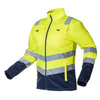 - - Hi Visibility švarkas/striukė  40 polyester, 60 cotton, 260 gsm, size L, high visibility corresponding to class 2, sewn-on reflective stripes, dark elements in places exposed to dirt, sleeve circumference adjustment with a flap, capacious chest pocket