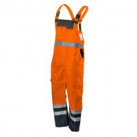 NEO working bib pants (81-776-L) of high visibility is a practical solution that improves user safety by signalling presence in all lighting conditions, daylight or in darkness with artificial light, when illuminated by e.g. vehicle lamps. They are made o